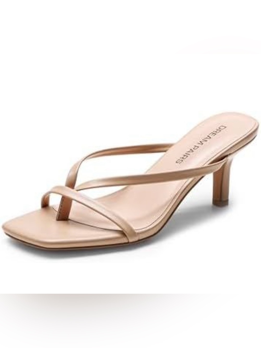 Dream Pairs Women’s Nude Strappy Kitten Heel Slides - US Size 6